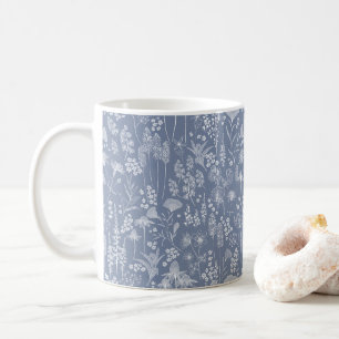 Wildflower meadow white on blue coffee mug