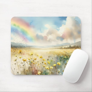 Wildflower Meadow With a Rainbow Mouse Pad