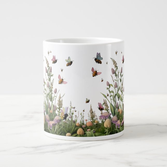 Wildflower Meadow with Bees – Specialty Jumbo Mug (Front)