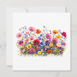 Wildflower Meadow with natural watercolor blooms Invitation