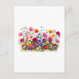 Wildflower Meadow with natural watercolor blooms Postcard