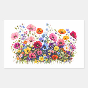 Wildflower Meadow with natural watercolor blooms Sticker