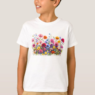 Wildflower Meadow with natural watercolor blooms T-Shirt