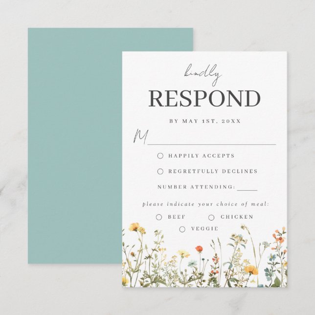 Wildflower Meal Choice RSVP Card (Front/Back)