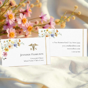 Wildflower Medical Nursing School Grad Name Card