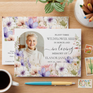Wildflower Memorial Funeral Arch Photo Seed Packet Envelope