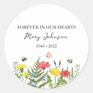 Wildflower Memorial Funeral Classic Round Sticker