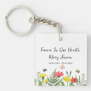 Wildflower Memorial Funeral Photo Keychain