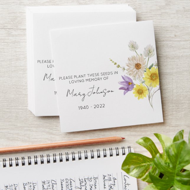 Wildflower Memorial Funeral Seed Envelope (Stacked)