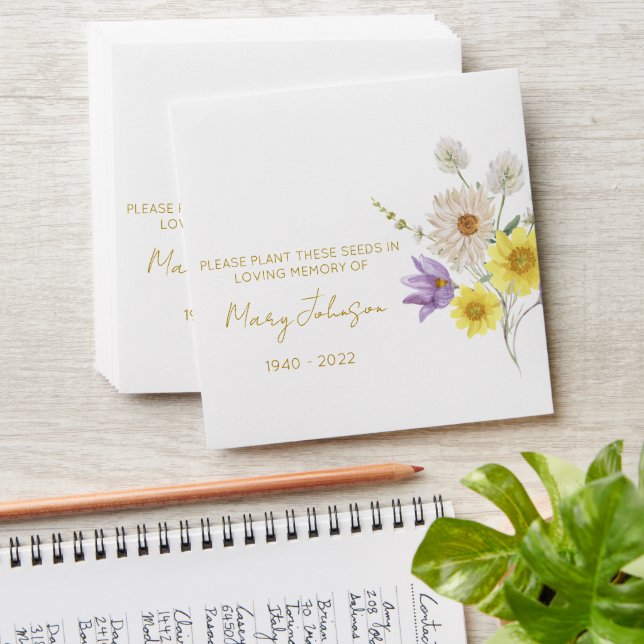 Wildflower Memorial Funeral Seed Envelope (Stacked)