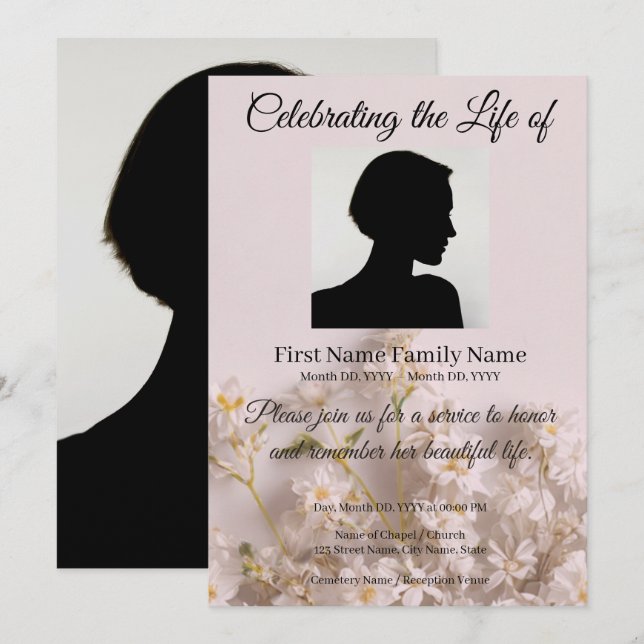 Wildflower memorial invitation (Front/Back)