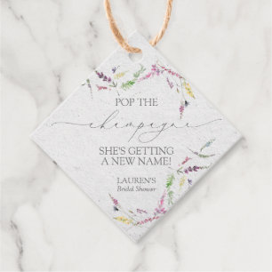 Wildflower Mini Champagne Bottle Favour Tags