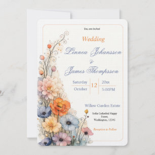 Wildflower Minimal Garden Wildflower Wedding  Invitation