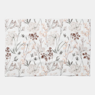 Wildflower minimalist elegant leaves soft floral  kitchen towel