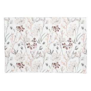 Wildflower minimalist elegant leaves soft floral pillowcase