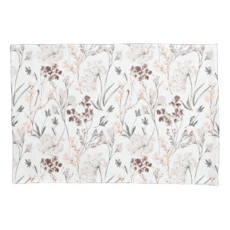 Wildflower minimalist elegant leaves soft floral  pillowcase