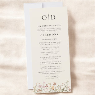 Wildflower Minimalist Typography Wedding Program