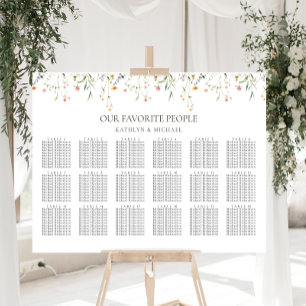 Wildflower Minimalist Wedding 18 Table Seating Poster