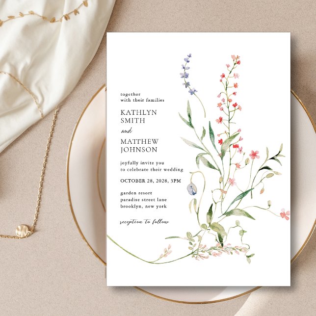 Wildflower Modern Colourful Floral Garden Wedding Invitation (Creator Uploaded)
