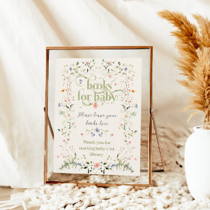 Wildflower Modern Floral Baby Shower Book Poster