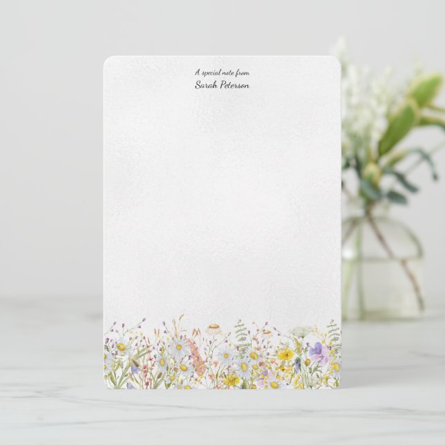Wildflower Modern Floral Botanical Personalized Card (Standing Front)
