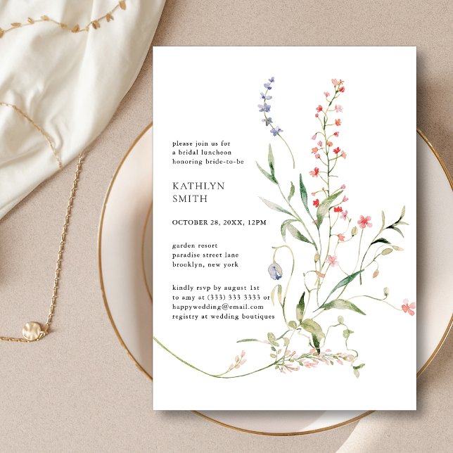 Wildflower Modern Floral Garden Bridal Luncheon Invitation (Creator Uploaded)