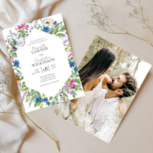 Wildflower Modern Photo Wedding Invitation