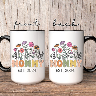 Wildflower Mommy Mug, Custom Floral Gift for Her Mug