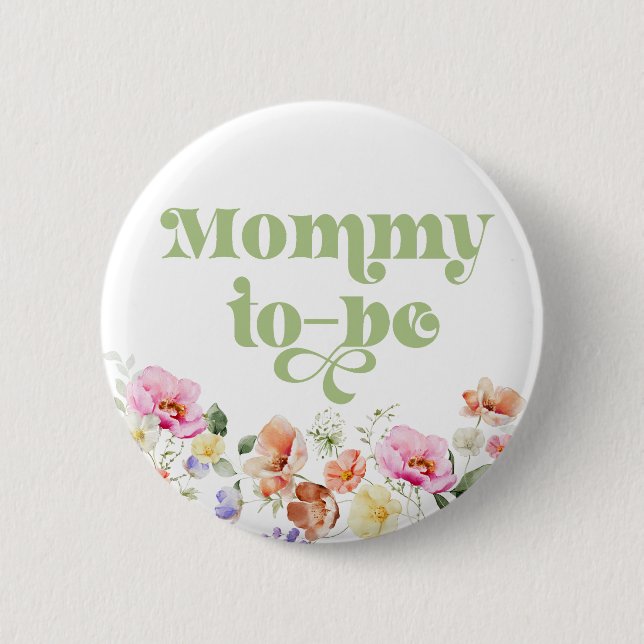 Wildflower mommy to be 2 inch round button (Front)