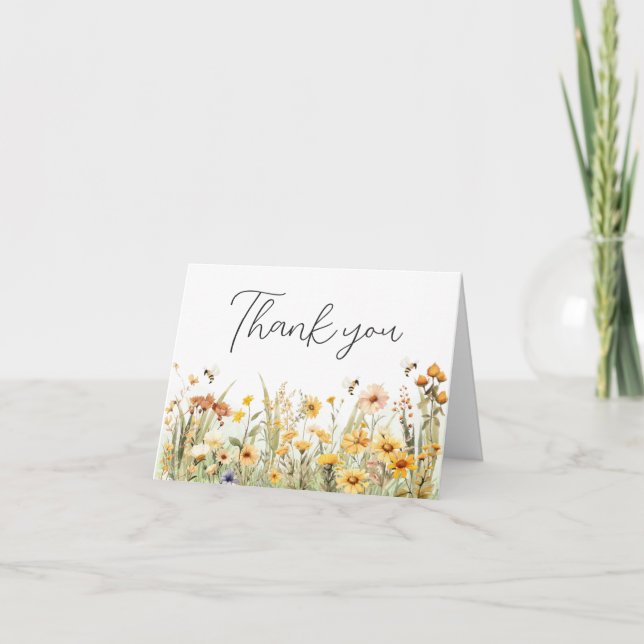 Wildflower Mommy to Bee Baby Shower Thank You Card (Front)