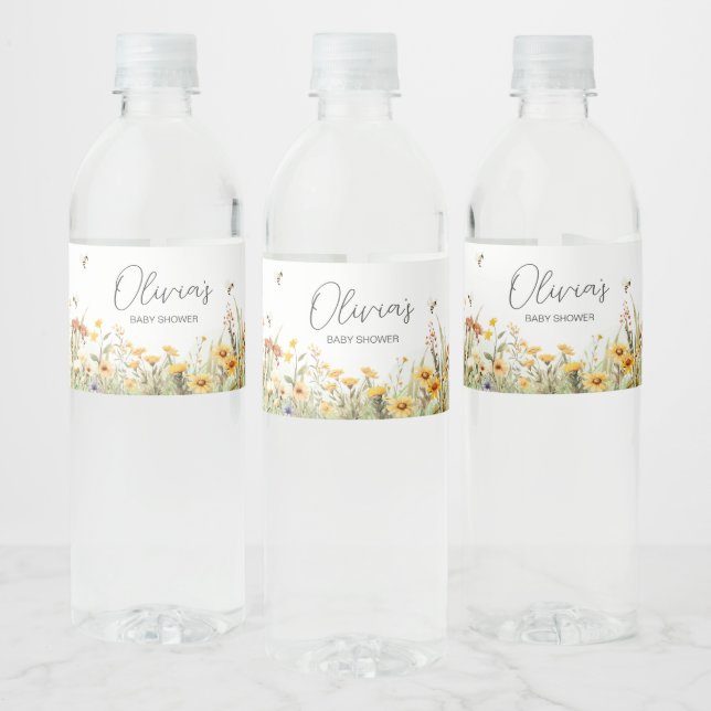 Wildflower Mommy to Bee Baby Shower Water Bottle Label (Bottles)