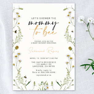 Wildflower Mommy To Bee Gender Neutral Baby Shower Invitation