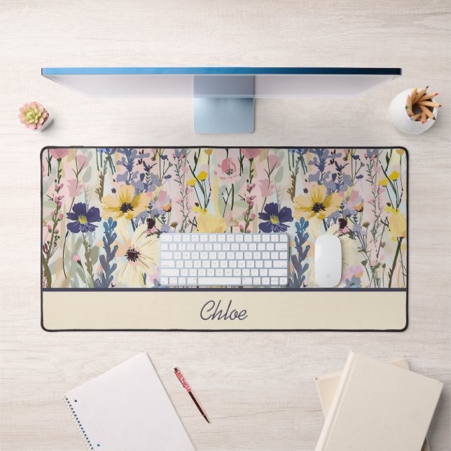 Wildflower Monogram Botanical Desk Mat (Office 1)