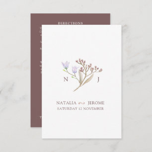 Wildflower monogram brown fall wedding guest info enclosure card