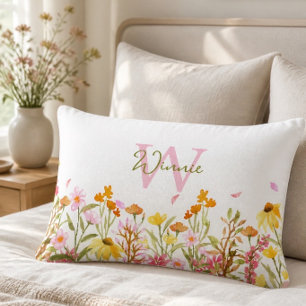 Wildflower Monogram Lumbar Pillow