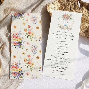 Wildflower Monogram Ornate Boho Wedding Program