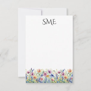 Wildflower Monogram Stationery Thank You Card