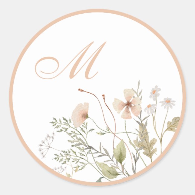 Wildflower Monogram Wedding Envelope Seals (Front)