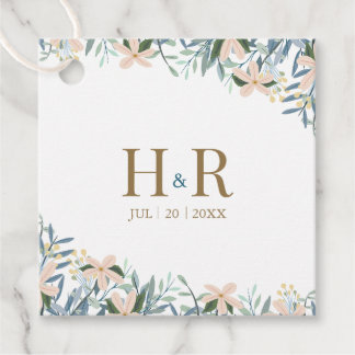 Wildflower Monogram Wedding Favour Gift Tag