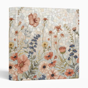 Wildflower Mosaic Stained Glass Botanical Floral Binder