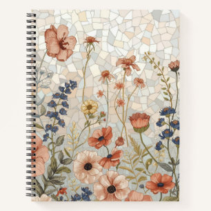 Wildflower Mosaic Stained Glass Botanical Floral Notebook