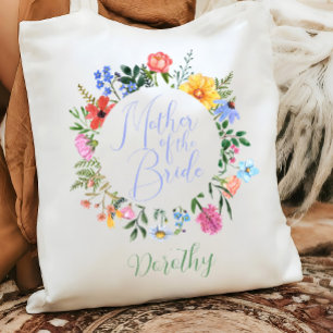Wildflower Mother of the Bride Script Wedding  Tote Bag