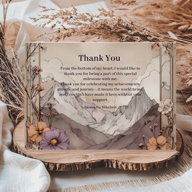 Wildflower Mountain Birthday Elegance Thank You Card (Creator Uploaded)