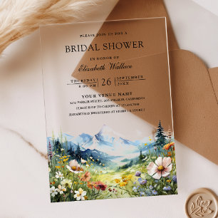Wildflower Mountain Meadow Bridal Shower Acrylic Invitations