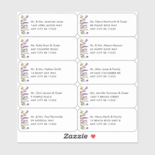 Wildflower Name Wedding Guest Address Labels