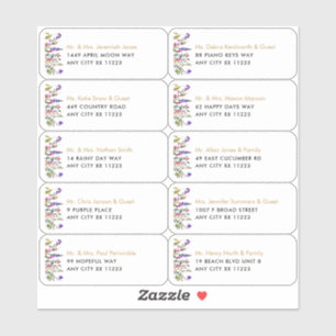 Wildflower Name Wedding Guest Address Labels