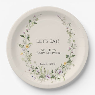 Wildflower Natures Little One In Bloom Baby Shower Paper Plate