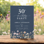 Wildflower Navy Blue Garden Floral 30th Birthday Invitation<br><div class="desc">Celebrate in style with a garden floral calligraphy 30th birthday invitation, perfect for a milestone event. Featuring vibrant floral designs and elegant calligraphy, this invitation sets a whimsical yet sophisticated tone for your celebration. The lush garden theme blends natural beauty with graceful typography, creating a timeless and inviting look. Ideal...</div>