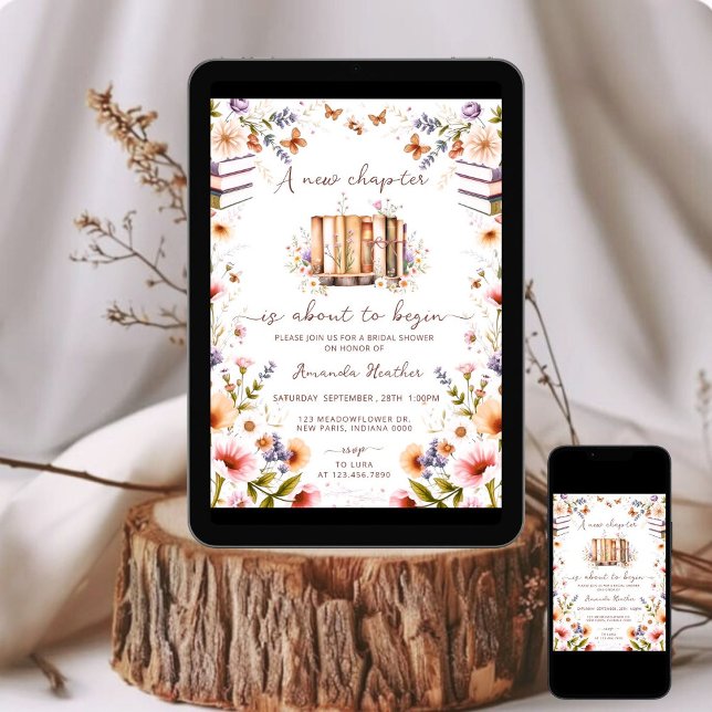 wildflower New Chapter Begins Bridal Shower Invitation (Creator Uploaded)