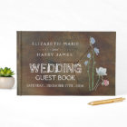 Wildflower Oak Wood Wedding Guest Book